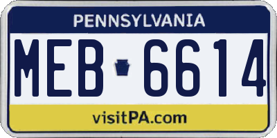 PA license plate MEB6614