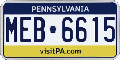 PA license plate MEB6615