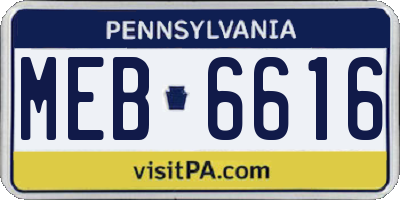PA license plate MEB6616