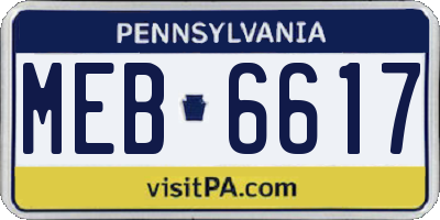 PA license plate MEB6617
