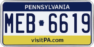 PA license plate MEB6619