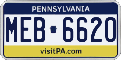 PA license plate MEB6620