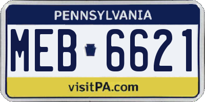 PA license plate MEB6621