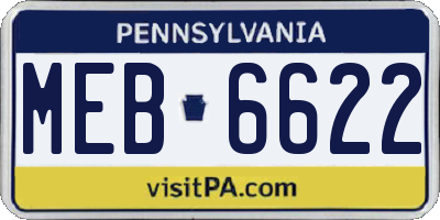 PA license plate MEB6622