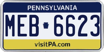 PA license plate MEB6623