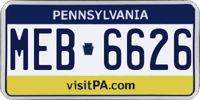 PA license plate MEB6626