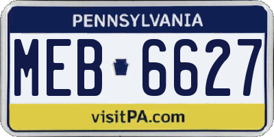 PA license plate MEB6627