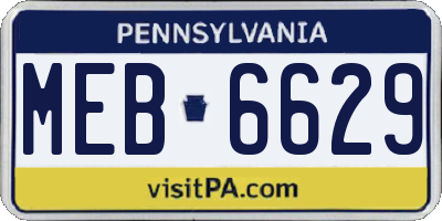 PA license plate MEB6629