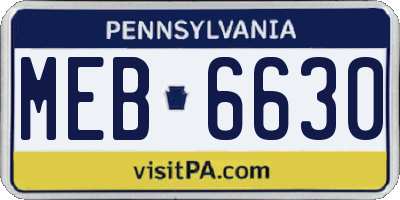 PA license plate MEB6630