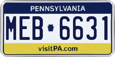 PA license plate MEB6631