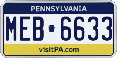 PA license plate MEB6633