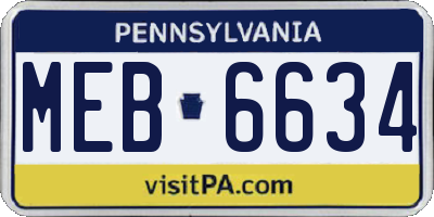 PA license plate MEB6634