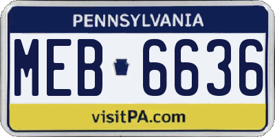 PA license plate MEB6636
