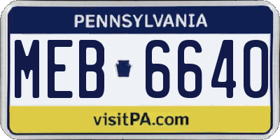 PA license plate MEB6640
