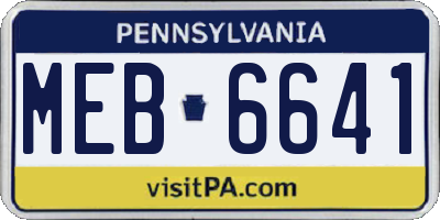 PA license plate MEB6641