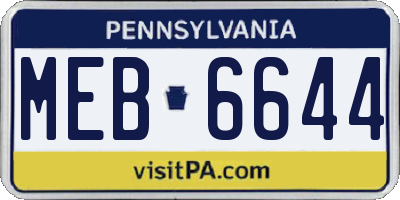 PA license plate MEB6644