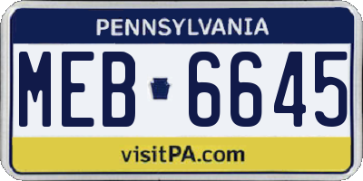 PA license plate MEB6645