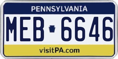 PA license plate MEB6646