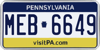 PA license plate MEB6649