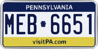 PA license plate MEB6651