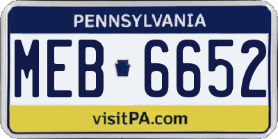 PA license plate MEB6652