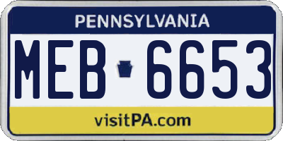 PA license plate MEB6653