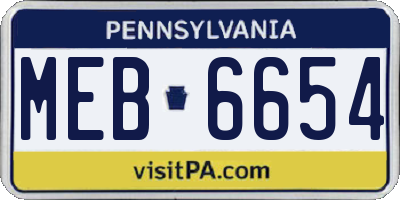 PA license plate MEB6654