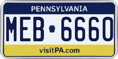 PA license plate MEB6660
