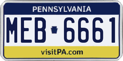PA license plate MEB6661