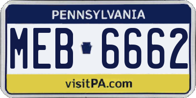PA license plate MEB6662