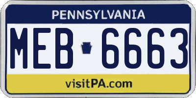 PA license plate MEB6663