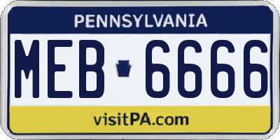 PA license plate MEB6666