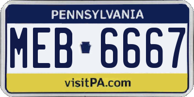 PA license plate MEB6667