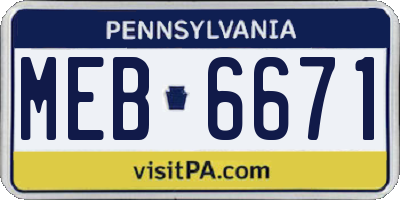 PA license plate MEB6671