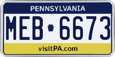 PA license plate MEB6673