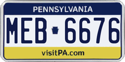 PA license plate MEB6676