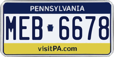 PA license plate MEB6678