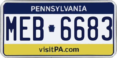PA license plate MEB6683