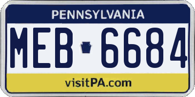 PA license plate MEB6684