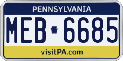 PA license plate MEB6685