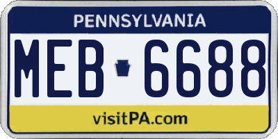 PA license plate MEB6688