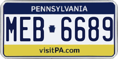 PA license plate MEB6689