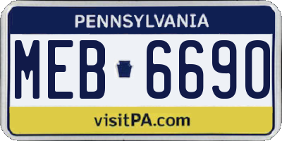 PA license plate MEB6690
