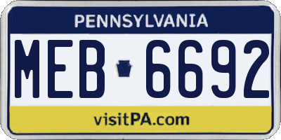 PA license plate MEB6692
