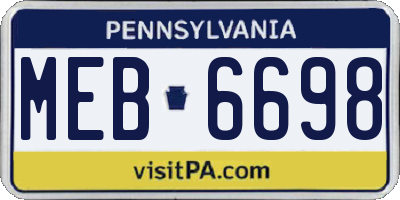 PA license plate MEB6698