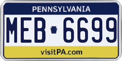 PA license plate MEB6699