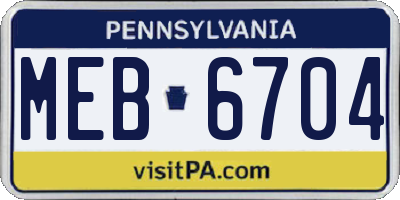 PA license plate MEB6704