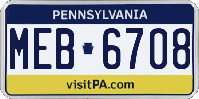 PA license plate MEB6708