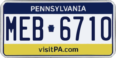 PA license plate MEB6710