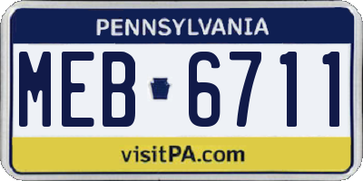 PA license plate MEB6711
